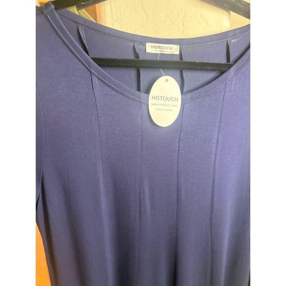 Womens 3/4 Sleeve A-Line Dress Casual Crew Neck Loose Fit Long Blue MD 8-12 - Picture 3 of 4